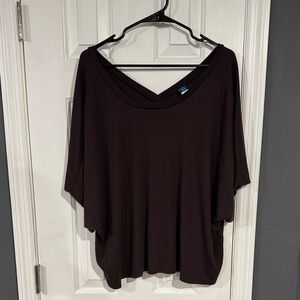 Old Navy Plum Wine UltraLite Rib-Knit Tie-Back T-Shirt